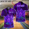 BlueJose Bowling And Pins Neon Evil Ball Glow Effect Customized Name, Team Name 3D Shirt (4 Colors)