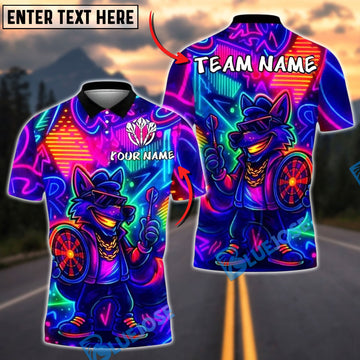 BlueJose Darts Neon Wolf Cool Graffiti Customized Name, Team Name 3D Shirt (4 Colors)