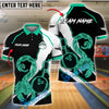 BlueJose Bowling Scorpion Neon Strike Design Customized Name, Team Name 3D Shirt (4 Colors)
