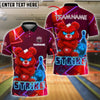 BlueJose Bowling And Pins Tough Bear Strike Neon Glow Customized Name, Team Name 3D Shirt (4 Colors)