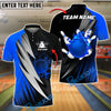 BlueJose Bowling Splashing Ball & Strike Effect Customized Name, Team Name 3D Shirt (4 Colors)