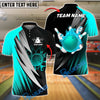 BlueJose Bowling Splashing Ball & Strike Effect Customized Name, Team Name 3D Shirt (4 Colors)
