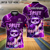 BlueJose Bowling And Pins Cool Panda Split Happens Neon Design Customized Name, Team Name 3D Shirt (4 Colors)