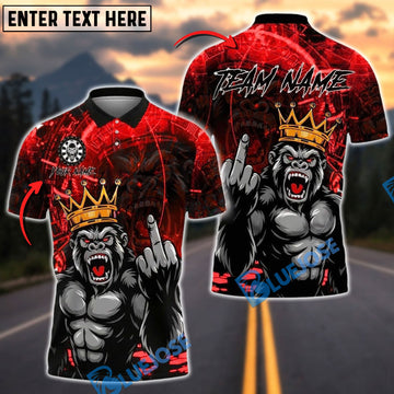 BlueJose Darts Gorilla King Rebel Attitude Customized Name, Team Name 3D Shirt (4 Colors)