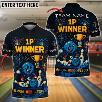 BlueJose Bowling 1P Winner Trophy Celebration Personalized Name, Team Name Unisex Shirt