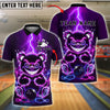 BlueJose Bowling And Pins Electric Bear Glowing Eyes Customized Name, Team Name 3D Shirt (4 Colors)