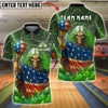 BlueJose Bowling And Pins Skull American Flag Flame Customized Name, Team Name 3D Shirt (4 Colors)