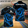 BlueJose Bowling And Pins Flood Dragon Firestorm Design Customized Name, Team Name 3D Shirt (4 Colors)