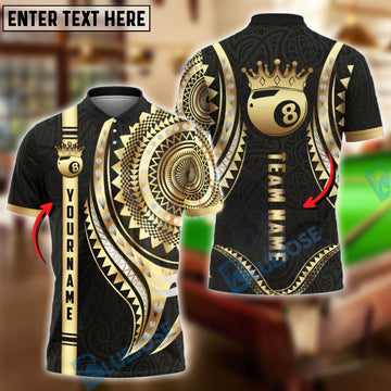 BlueJose Billiards 8 Ball Gold Mandala Personalized Name Shirt (4 Colors)