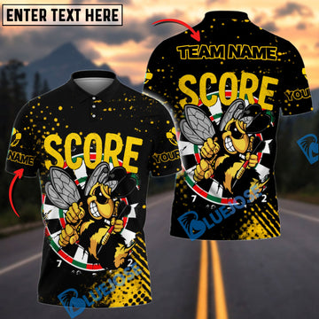 BlueJose Darts Angry Bee Mascot Design Personalized Name, Team Name Shirt (4 Colors)