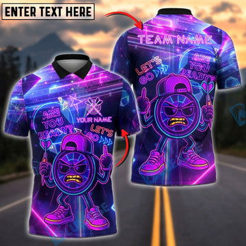 BlueJose Darts Neon Angry Cartoon Customized Name, Team Name 3D Shirt (4 Colors)