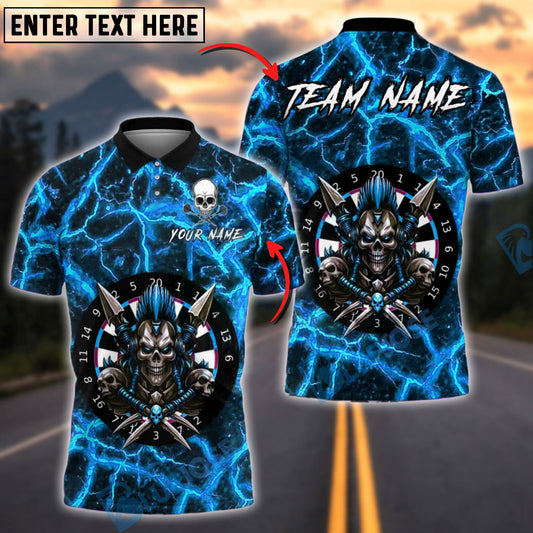 BlueJose Darts Punk Skull With Spikes Board Customized Name, Team Name 3D Shirt (4 Colors)