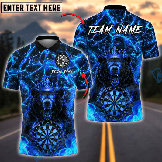 BlueJose Darts Fiery Bear King Customized Name, Team Name 3D Shirt (4 Colors)