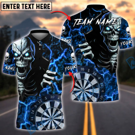 BlueJose Darts Fiery Skull With Dartboard Customized Name, Team Name 3D Shirt (4 Colors)
