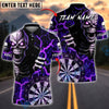 BlueJose Darts Fiery Skull With Dartboard Customized Name, Team Name 3D Shirt (4 Colors)