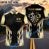 BlueJose Darts Golden Dartboard Crown Personalized Name, Team Name Shirt (4 Colors)