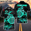 BlueJose Darts Golden Bull Tribal Flame Customized Name, Team Name 3D Shirt (4 Colors)