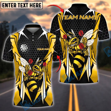 BlueJose Darts Hornet Honeycomb Bee Customized Name, Team Name 3D Shirt (4 Colors)