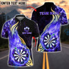 BlueJose Darts Golden Rainbow Flame Dartboard Customized Name, Team Name 3D Shirt (4 Colors)