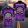 BlueJose Darts Punisher Skull Fire Customized Name, Team Name 3D Shirt (4 Colors)