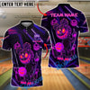 BlueJose Bowling And Pins Halloween Bear Pumpkin Neon Glow Customized Name, Team Name 3D Shirt (4 Colors)