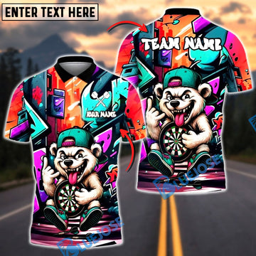 BlueJose Darts Dartboard Bear Street Style Customized Name, Team Name 3D Shirt (4 Colors)