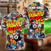 BlueJose Billiards Cool 8 Ball Friday Vibe Graffiti Personalized Name, Team Name Unisex Shirt (4 Colors)
