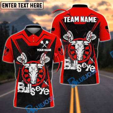 BlueJose Darts Bullseye Design Personalized Name, Team Name Shirt (4 Colors)