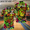 BlueJose Bowling And Pins Neon Graffiti Splash Customized Name, Team Name 3D Shirt (4 Colors)
