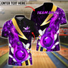 BlueJose Bowling And Pins Colorful Flame Strike Explosion Customized Name, Team Name 3D Shirt (4 Colors)