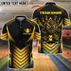 BlueJose Bowling Angry Ball Black Carbon Pattern Customized Name, Team Name 3D Shirt (4 Colors)