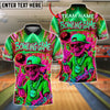 BlueJose Bowling Skeleton Neon Style Streetwear Customized Name, Team Name 3D Shirt (4 Colors)