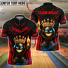 BlueJose Bowling And Pins King Flame Ball Black Gold Customized Name, Team Name 3D Shirt (4 Colors)