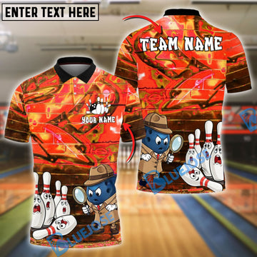 BlueJose Bowling Detective Ball Solving Pin Mystery Customized Name, Team Name 3D Shirt (4 Colors)