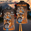 BlueJose Darts Roaring Tiger Attack Theme Personalized Name, Team Name Shirt (4 Colors)