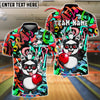 BlueJose Bowling And Pins Panda Cool Style Customized Name, Team Name 3D Shirt (4 Colors)
