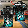 BlueJose Bowling And Pins Wolf Attack Dark Fury Customized Name, Team Name 3D Shirt (4 Colors)