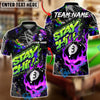 BlueJose Billiards 8-Ball Skull Flame Graffiti Stay Chill Customized Name, Team Name 3D Shirt (4 Colors)