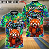 BlueJose Bowling & Pins Street Life Raccoon Neon Splash Customized Name, Team Name 3D Shirt (4 Colors)