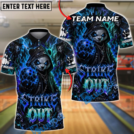 BlueJose Bowling And Pins Gothic Dark Panda Customized Name, Team Name 3D Shirt (4 Colors)