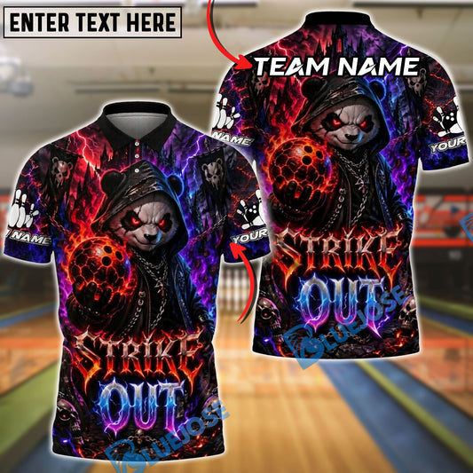 BlueJose Bowling And Pins Gothic Dark Panda Customized Name, Team Name 3D Shirt (4 Colors)