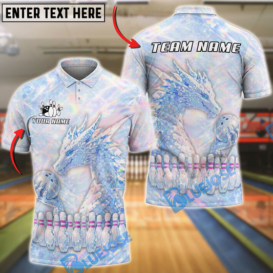 BlueJose Bowling And Pins Crystal Dragon Customized Name, Team Name 3D Shirt (4 Colors)