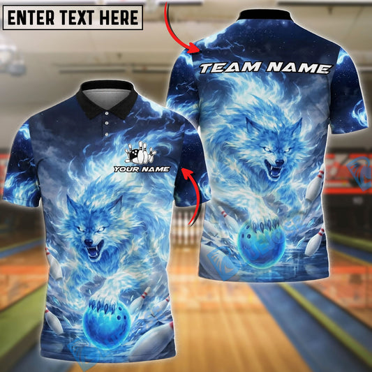 BlueJose Bowling And Pins Wolf Spirit Power Customized Name, Team Name 3D Shirt (4 Colors)