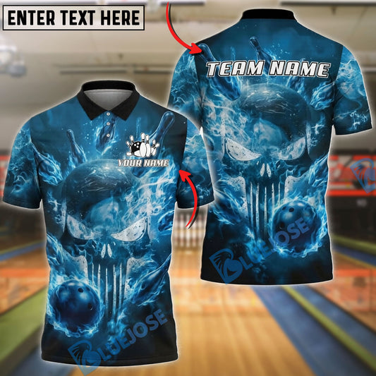BlueJose Bowling And Pins Punisher Skull Phantom Strike Customized Name, Team Name 3D Shirt (4 Colors)