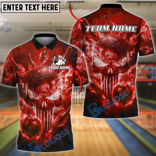 BlueJose Bowling And Pins Punisher Skull Phantom Strike Customized Name, Team Name 3D Shirt (4 Colors)