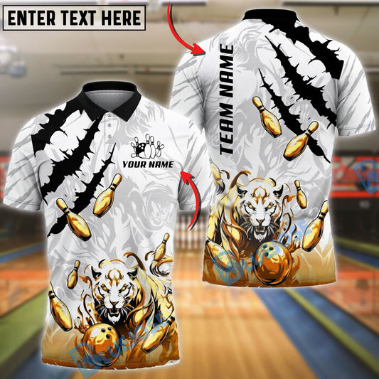 BlueJose Bowling And Pins Tiger Spirit Strike Customized Name, Team Name 3D Shirt (6 Colors)