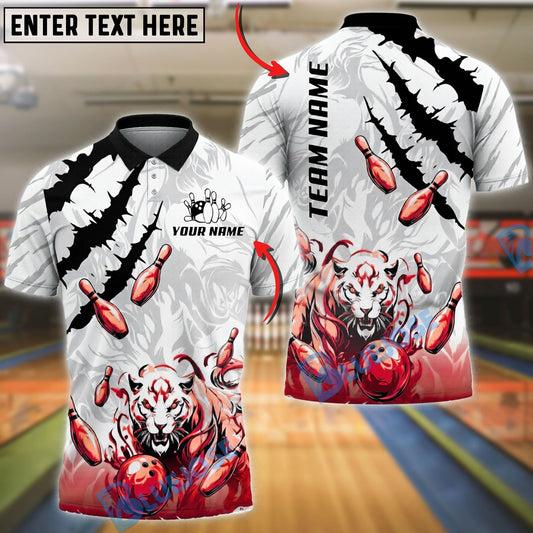 BlueJose Bowling And Pins Tiger Spirit Strike Customized Name, Team Name 3D Shirt (6 Colors)