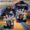 BlueJose Bowling Funny Ball And Pins Beer Drunk Customized Name, Team Name 3D Shirt (6 Colors)