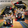 BlueJose Bowling Funny Ball And Pins Beer Drunk Customized Name, Team Name 3D Shirt (6 Colors)