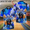 BlueJose Bowling And Pins Bad Attitude Cartoon Beer Party Gang Customized Name, Team Name 3D Shirt (4 Colors)